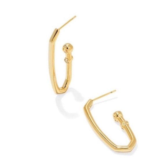 Kendra Scott Traci Cubic Zirconia Hoop Earrings gold plated NWT - Picture 2 of 3